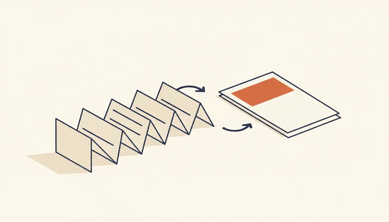 A long folded federal resume document being compressed down to two stacked pages on a desk, suggesting the OPM page-limit shift