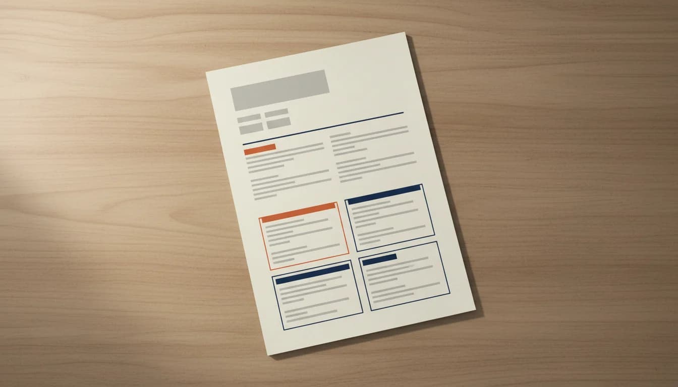 A resume page where the Experience section is replaced by four labeled blocks: Projects, Coursework, Volunteer Work, and Skills