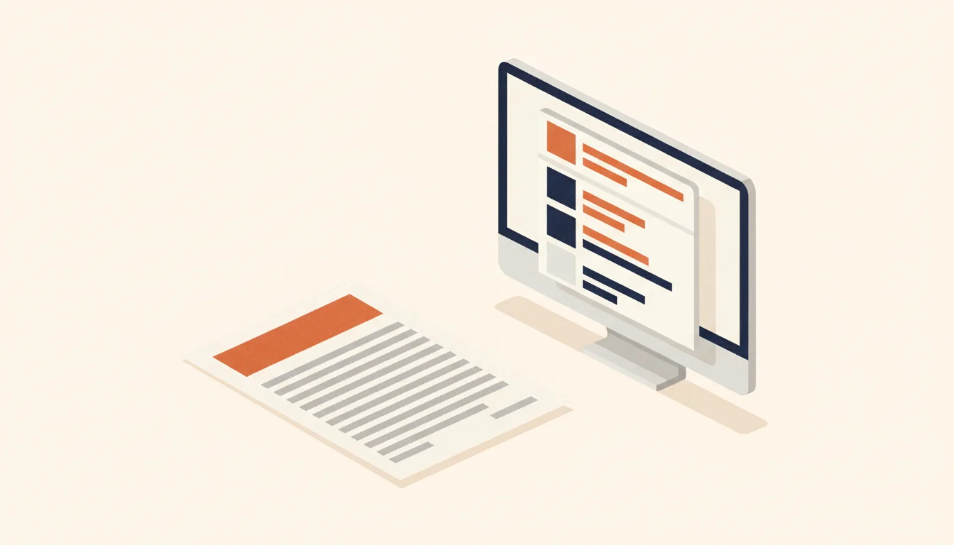 Pantalla estilizada de un sistema ATS mostrando una lista de candidaturas ordenadas por puntuación, junto a un CV impreso sobre un escritorio